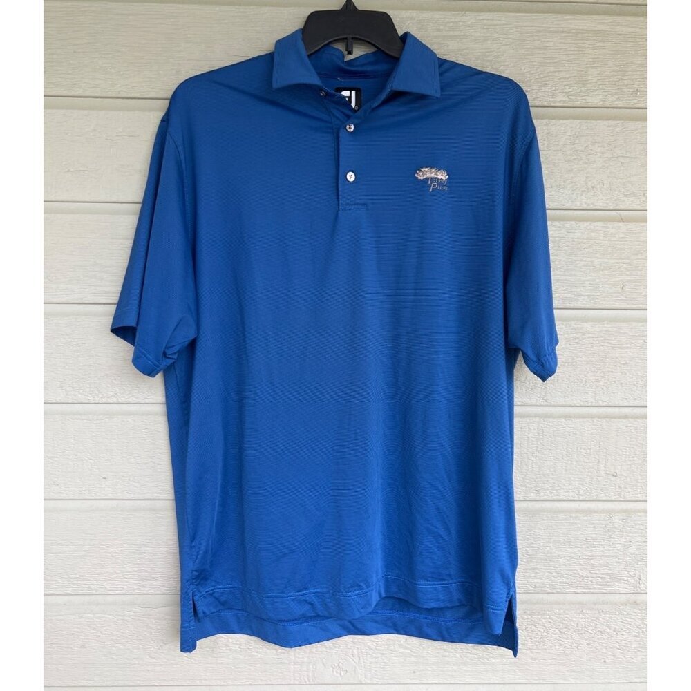 Footjoy Mens Micro Striped Golf Polo Blue Size Large
